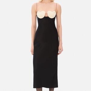 NWT Anna October Amur Tulip Midi Dress in Black and Cream